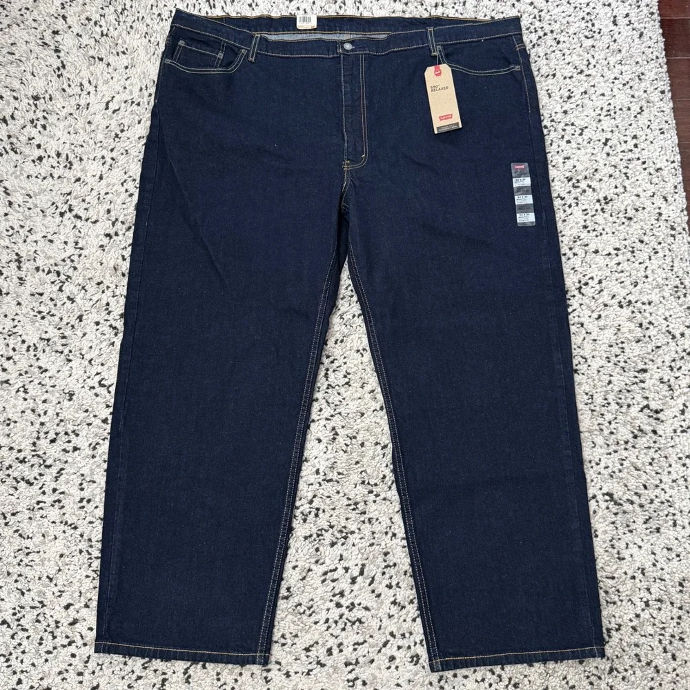 NEW Levi's 550 Mens 54x32 Relaxed Fit Tapered Leg Dark Wash Stretch Blue Jeans